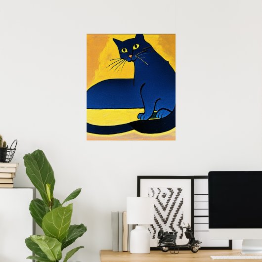 Poster de chat bleu (Bureau à domicile)