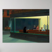 Poster de chat célèbre Peinture Hopper Nighthawks (Devant)