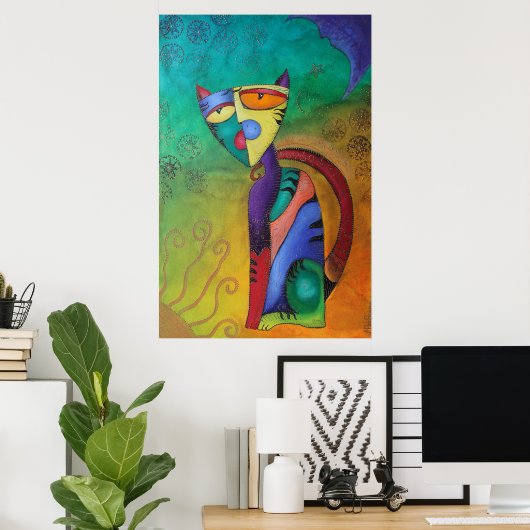 Poster de chat céleste (Bureau à domicile)