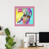 Poster de chat coloré (Bureau à domicile)