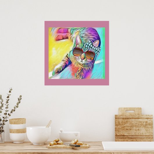 Poster de chat coloré (Cuisine)