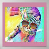 Poster de chat coloré (Devant)