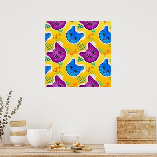 Poster de chat Cute Pop Art (Cuisine)