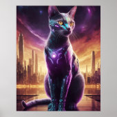 Poster de chat Cyber - Feline Futuriste Sci-Fi (Devant)