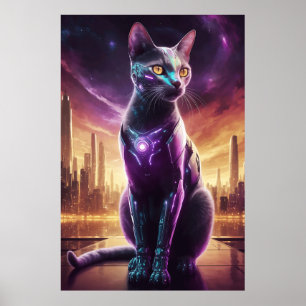 Poster de chat Cyber - Feline Futuriste Sci-Fi