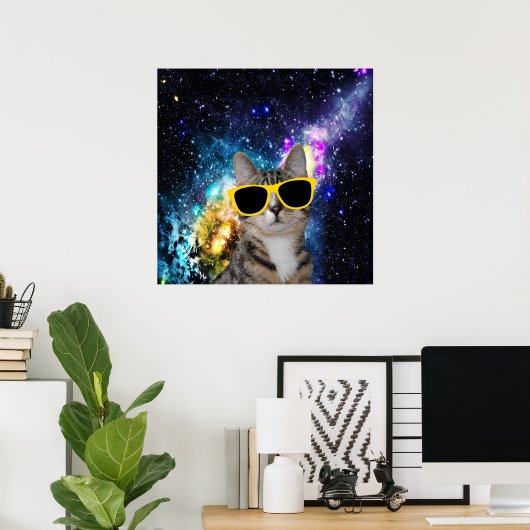 Poster de chat dans l'espace extra-atmosphérique (Bureau à domicile)
