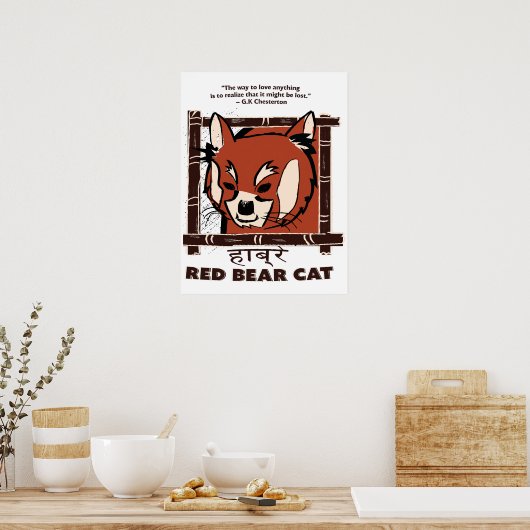 Poster de chat de l'ours rouge (Cuisine)