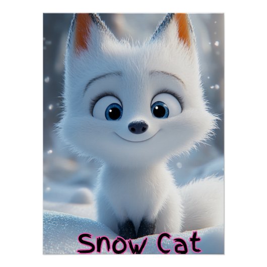 Poster de chat de neige (Devant)