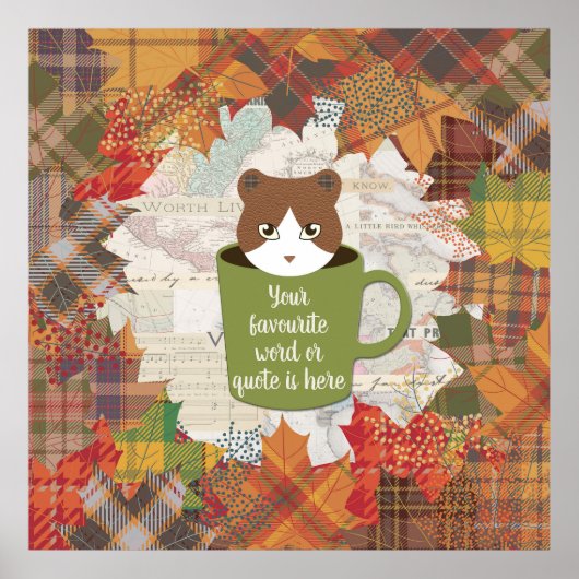 Poster de chat de pause automne (Devant)
