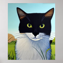 Poster de chat d'été légèrement mécontent