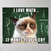 Poster de chat grumpy - J'adore les maths ça fait  (Devant)