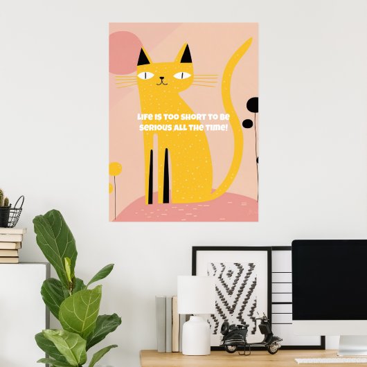 Poster de chat mignon et amusant avec une citation (Bureau à domicile)