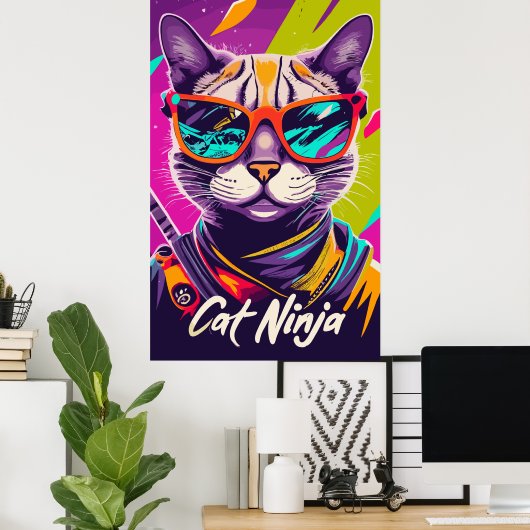 Poster de chat Ninja (Bureau à domicile)