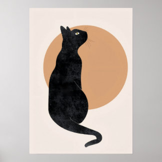 Poster de chat noir et soleil jaune