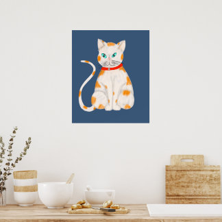 Poster de chat orange et blanc