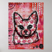 Poster de chat Orange Hot Pink - Bright Kitty (Devant)