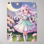 Poster de chat pour fille magique et esprit - Kawa (Devant)