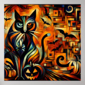 Poster de chat pour Halloween Cubism (Devant)