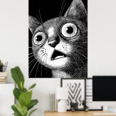 Poster de chat Psycho - Whimssal Retro Art Cool (Bureau à domicile)