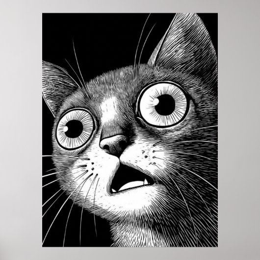 Poster de chat Psycho - Whimssal Retro Art Cool (Devant)
