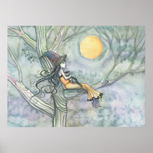 Poster de chat sorcier solitude douce