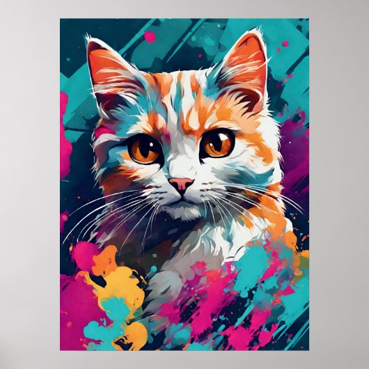 Poster de chat Style Graffiti moderne (Devant)