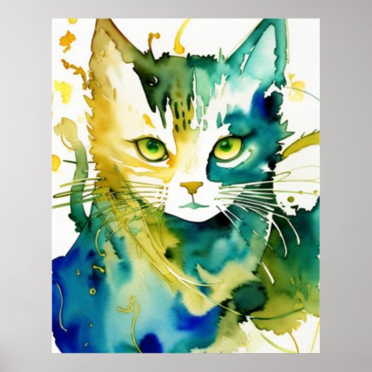 Poster de chat vert (Devant)