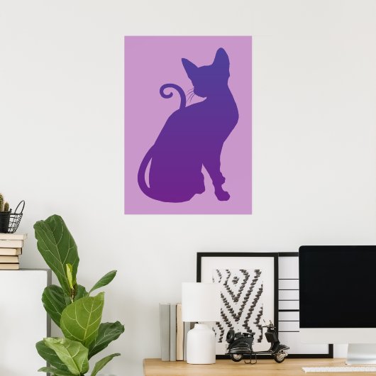 Poster de chat violet (Bureau à domicile)
