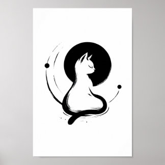 Poster de chat Zen Moonlit
