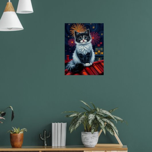 Poster de chaton de minuit magique - Fluffy Cat Ar (Salon 1)