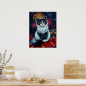 Poster de chaton de minuit magique - Fluffy Cat Ar (Cuisine)