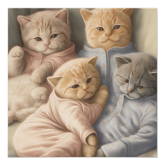 Poster de chatons en pyjama (Devant)