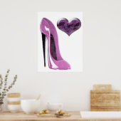 Poster de chaussures et de coeurs Mulberry Pink St (Cuisine)