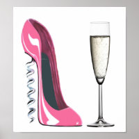 Poster de chaussures et de verre de champagne Stil