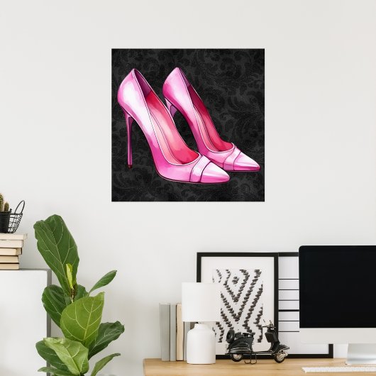 Poster de chaussures talons roses (Bureau à domicile)