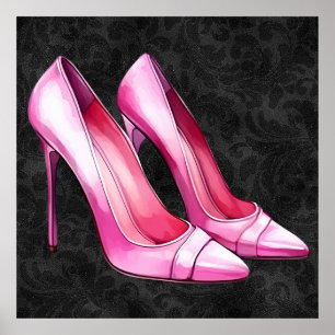 Poster de chaussures talons roses