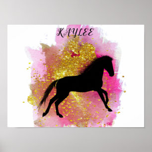 POSTER DE CHEVAL ÉCLAIRÉ AVEC NOM PERSONNALISÉ.