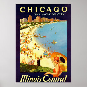 Poster ~ de Chicago le Vintage voyage de ~ de ville de