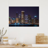 Poster de Chicago Skyline Illinois avec ciel noctu (Cuisine)