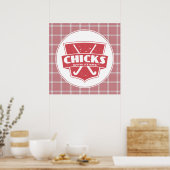 Poster de chicks de hockey sur gazon avec bâtons (Cuisine)