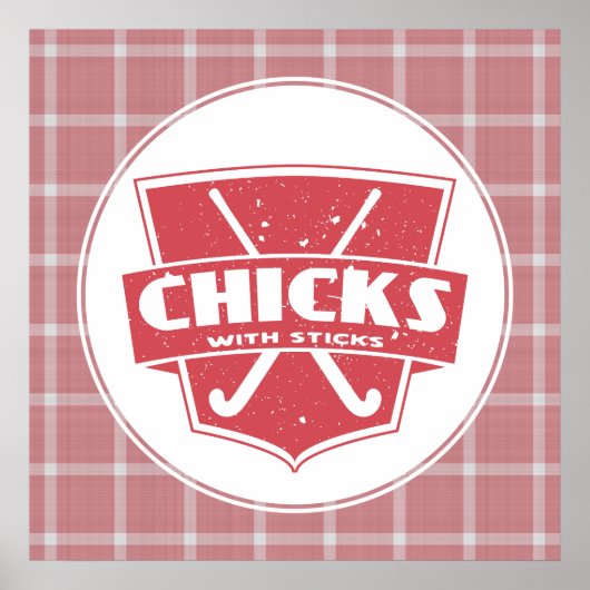 Poster de chicks de hockey sur gazon avec bâtons (Devant)