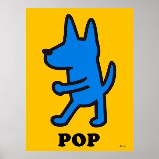 Poster de chien d'art pop - Silhouette bleue sur J (Devant)