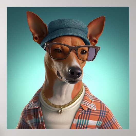 Poster de Chien de Basenji Hipster (Devant)