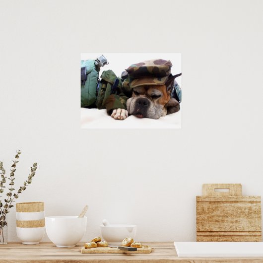 Poster de chien de boxe militaire (Cuisine)