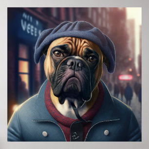 Poster de Chien de Bullmastiff Hipster