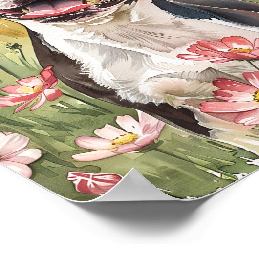 Poster de chien d'impression Boston Terrier Waterc (Coin)