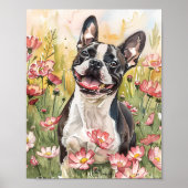 Poster de chien d'impression Boston Terrier Waterc (Devant)