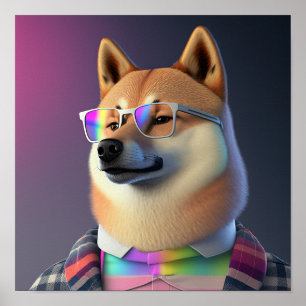Poster de Chien Shiba Inu Hipster