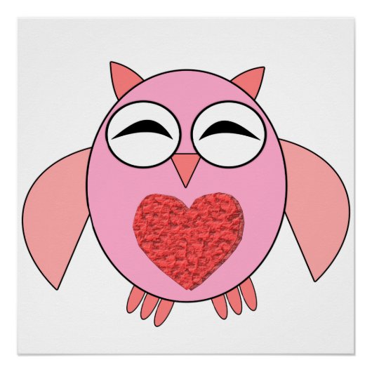 Poster de Chouette Coeur Rose Love (Devant)