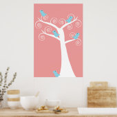 Poster de cinq oiseaux bleus dans un arbre (Cuisine)